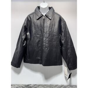Excelled Black Leather Bomber Jacket Lamb Men’s Size X-Large 0287RM New